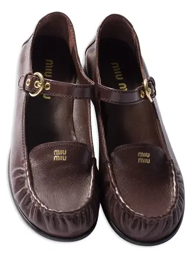 Miu Miu Women's Leather Loafers with Strap | Thumbnail 2