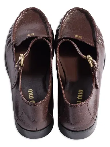 Miu Miu Women's Leather Loafers with Strap | Thumbnail 3