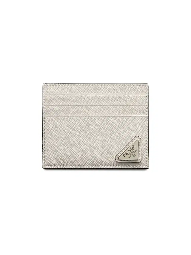 Men's Saffiano Leather Card Holder - Beige Khaki