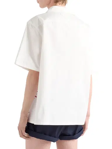 Prada Men's Printed Cotton Bowling Shirt - Red White - Size XXXL | Thumbnail 2 Prada Men's Printed Cotton Bowling Shirt - Red White - Size XXXL | Thumbnail 2