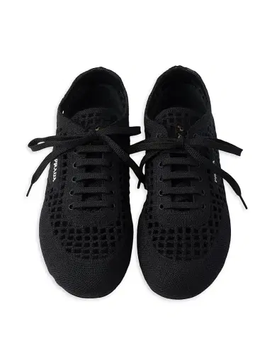 Prada Women's Collapse Crochet Laced Sneakers - Black - Size 10 | Thumbnail 2
