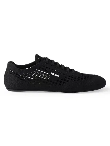 Prada Women's Collapse Crochet Laced Sneakers - Black - Size 10 | Thumbnail 1