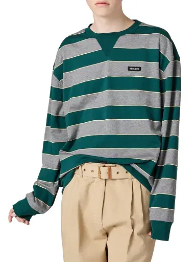Miu Miu Women's Striped Jersey Sweatshirt - Green - Size Large | Thumbnail 2 Miu Miu Women's Striped Jersey Sweatshirt - Green - Size Large | Thumbnail 2