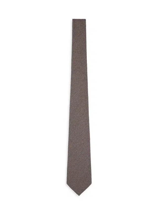 Giorgio Armani Men's Textured Woven Silk Jacquard Tie - Tabacco