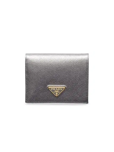 Prada Women's Small Saffiano Leather Wallet - Silver | Thumbnail 1 Prada Women's Small Saffiano Leather Wallet - Silver | Thumbnail 1