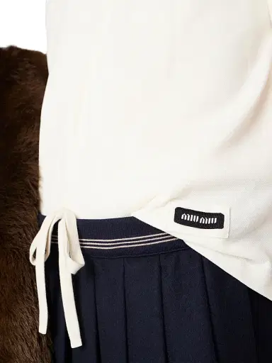Miu Miu Women's Cotton Piqué Zippered Polo Shirt - White | Thumbnail 6