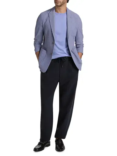 Giorgio Armani Men's Silk-Cotton Short-Sleeve Sweater - Lavender - Size 40 | Thumbnail 2