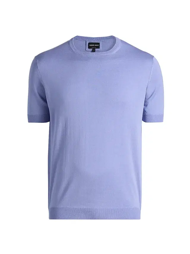 Giorgio Armani Men's Silk-Cotton Short-Sleeve Sweater - Lavender
