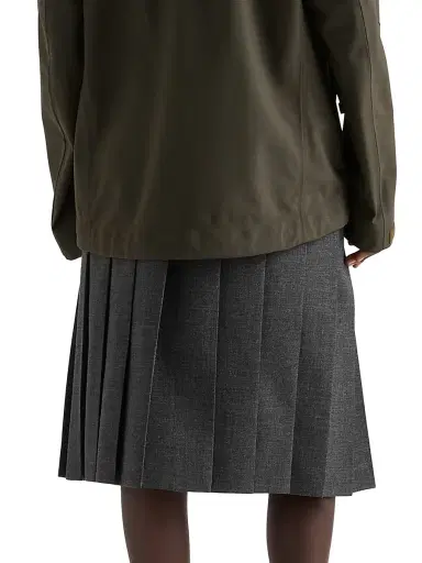 Prada Women's Pleated Hopsack and Technical Fabric Skirt - Grey | Thumbnail 3 Prada Women's Pleated Hopsack and Technical Fabric Skirt - Grey | Thumbnail 3