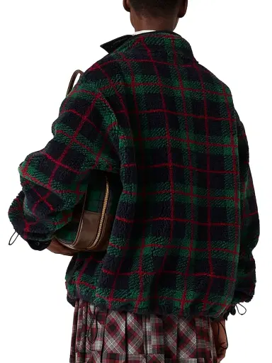 Miu Miu Women's Checked Teddy Zipper Jacket | Thumbnail 3