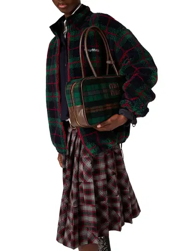 Miu Miu Women's Checked Teddy Zipper Jacket | Thumbnail 4