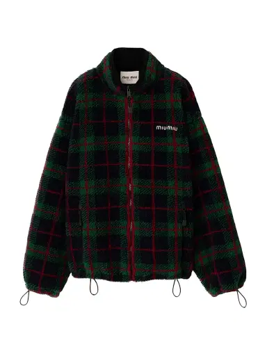 Miu Miu Women's Checked Teddy Zipper Jacket | Thumbnail 1