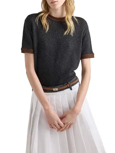 Prada Women's Short-Sleeved Cashmere Sweater - Dark Grey - Size 12 | Thumbnail 2