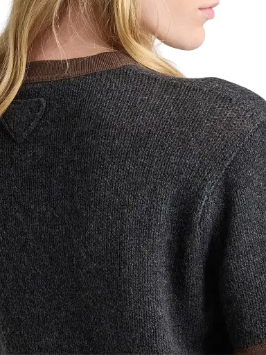 Prada Women's Short-Sleeved Cashmere Sweater - Dark Grey - Size 12 | Thumbnail 3