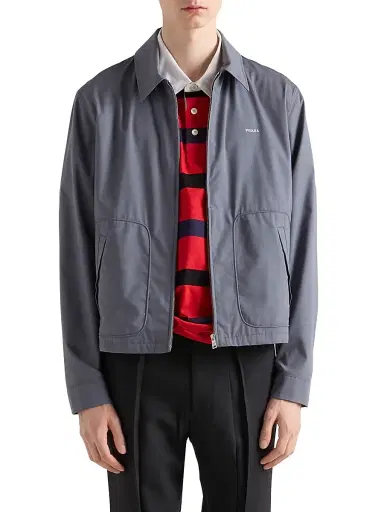 Prada Men's Technical Cotton Zipper Blouson Jacket - Grey - Size 50 | Thumbnail 2 Prada Men's Technical Cotton Zipper Blouson Jacket - Grey - Size 50 | Thumbnail 2