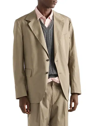 Prada Men's Single-breasted Cotton Jacket - Light Brown - Size 42 | Thumbnail 2