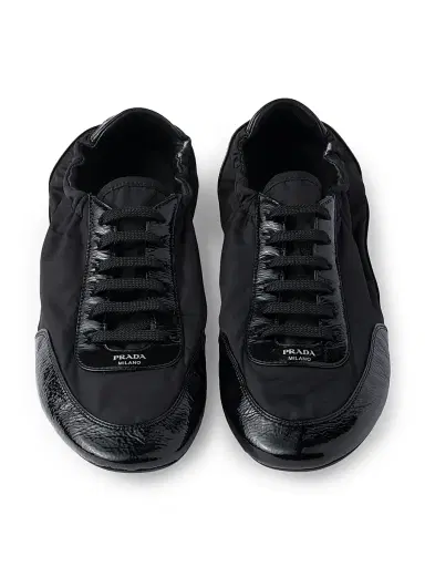 Prada Women's Collapse Re-Nylon and Leather Sneakers - Black | Thumbnail 2