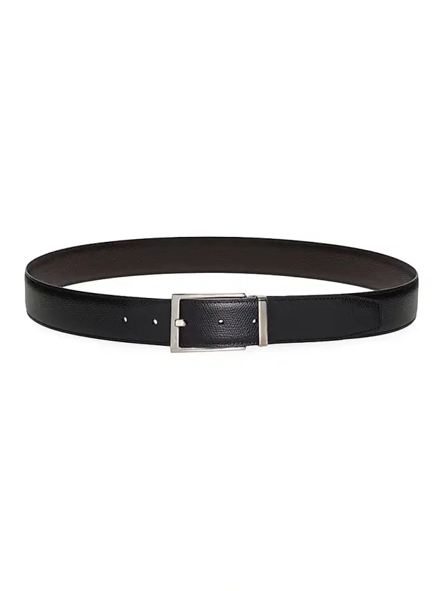 FERRAGAMO Men's Buckle Cut-to-Size Leather Belt - Nero Hickory