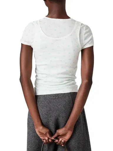 Miu Miu Women's Ribbed Jersey Tank Top - White Light Blue - Size Large | Thumbnail 3
