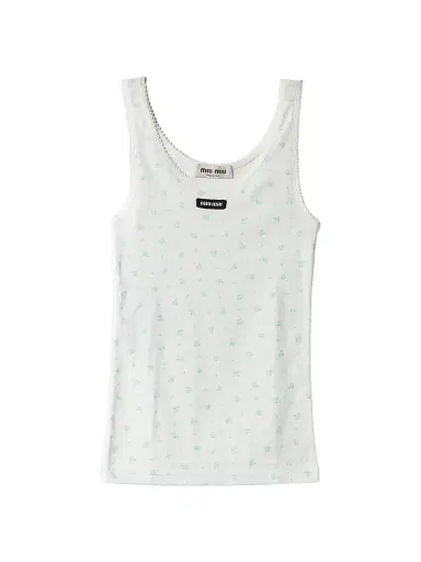 Miu Miu Women's Ribbed Jersey Tank Top | Thumbnail 1 Miu Miu Women's Ribbed Jersey Tank Top | Thumbnail 1