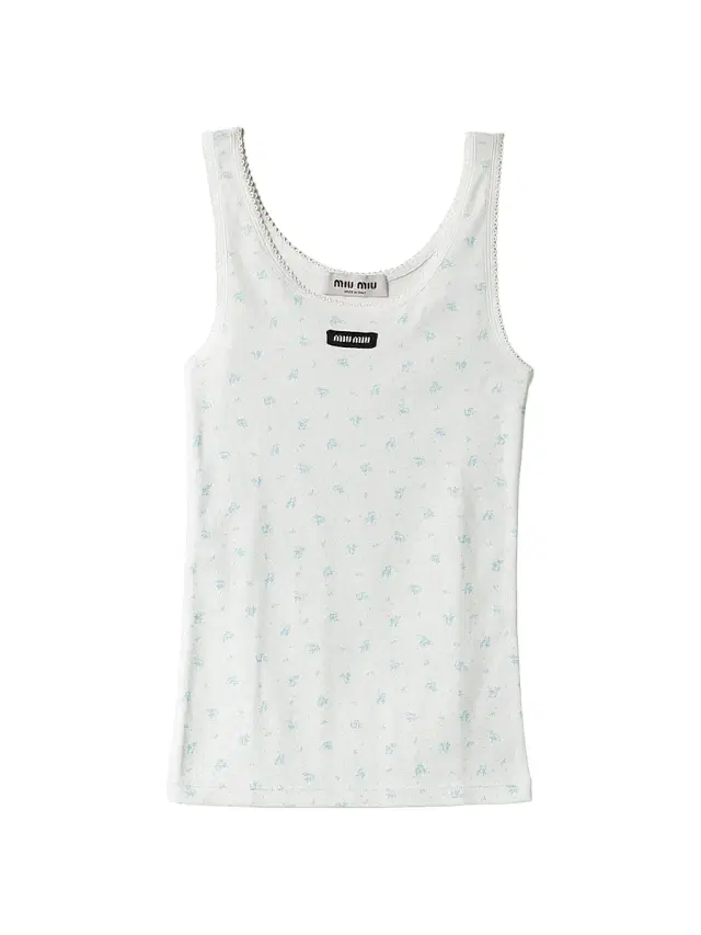 Women's Ribbed Jersey Tank Top - White Light Blue