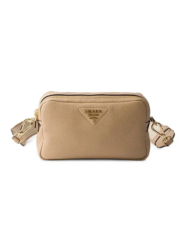 Women's  Leather Shoulder Bag - Beige Khaki