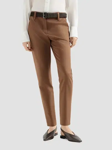 Brunello Cucinelli Women's Stretch Cotton Cover Slim Fit Trousers | Thumbnail 2 Brunello Cucinelli Women's Stretch Cotton Cover Slim Fit Trousers | Thumbnail 2