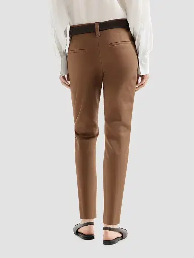 Brunello Cucinelli Women's Stretch Cotton Cover Slim Fit Trousers | Thumbnail 3 Brunello Cucinelli Women's Stretch Cotton Cover Slim Fit Trousers | Thumbnail 3