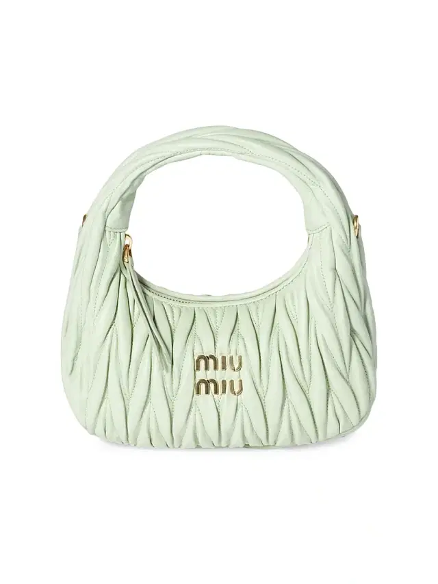 Miu Miu Women's Wander Matelassé Nappa Leather Hobo Bag - Green