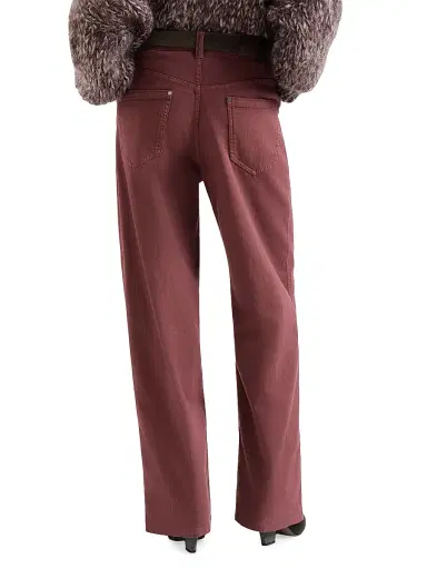 Brunello Cucinelli Women's Stretch Dyed Denim Loose Barrel Jeans with Monili - Wine | Thumbnail 4