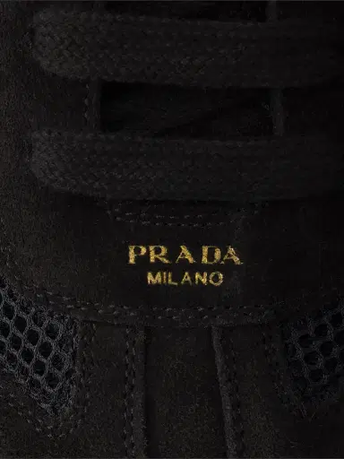 Prada Women's Montecarlo Re-Edition 2005 Suede and Mesh Sneakers - Black | Thumbnail 4 Prada Women's Montecarlo Re-Edition 2005 Suede and Mesh Sneakers - Black | Thumbnail 4