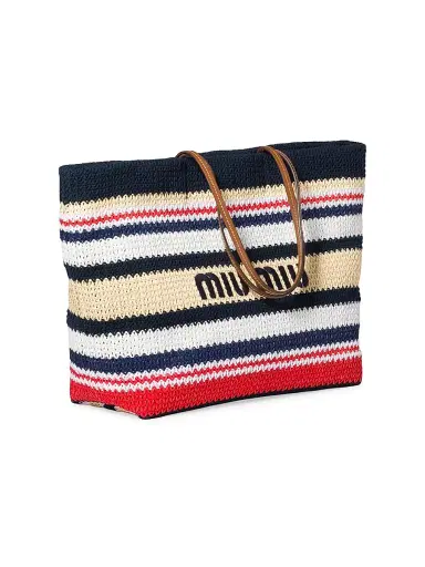 Miu Miu Women's Raffia-Effect Woven Shoulder Bag | Thumbnail 2 Miu Miu Women's Raffia-Effect Woven Shoulder Bag | Thumbnail 2