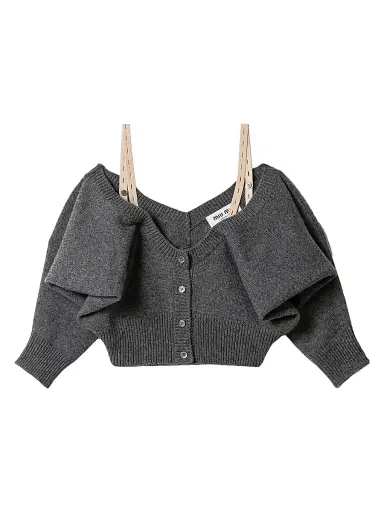 Miu Miu Women's Cashmere Cardigan - Grey - Size 4 | Thumbnail 1