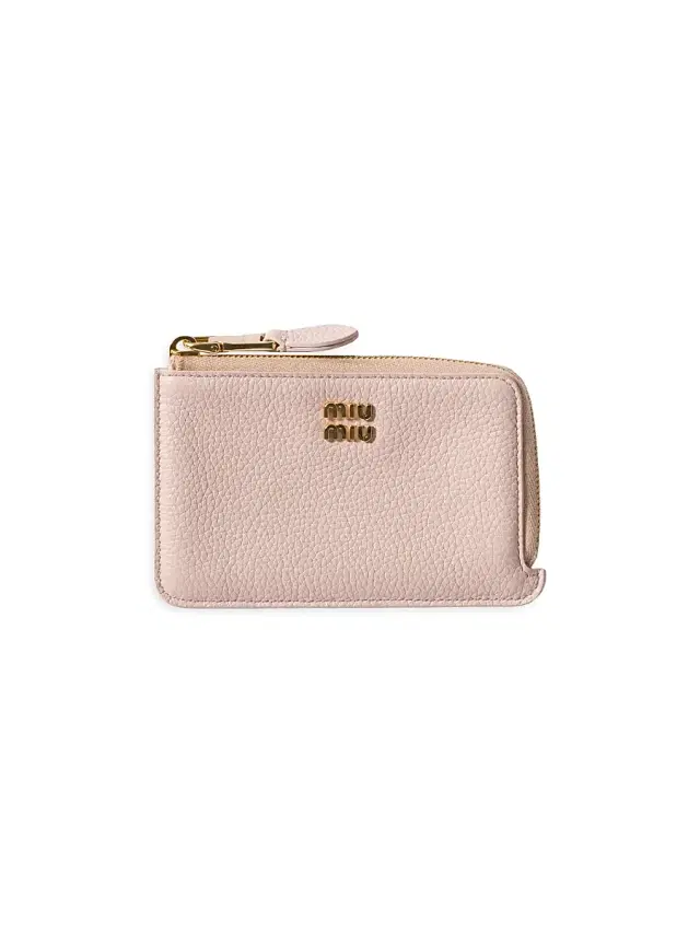 Women's Leather Pouch Card Holder - Pink
