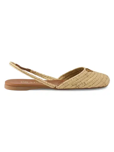 Prada Women's Crochet Slingback Ballerinas - Beige Khaki - Size 10 | Thumbnail 1