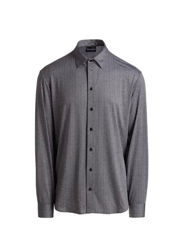 Emporio Armani Men's Micro-Diamond Print Sport Shirt - Black