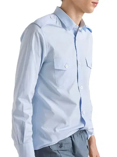 Prada Men's Cotton Shirt - Blue | Thumbnail 2 Prada Men's Cotton Shirt - Blue | Thumbnail 2