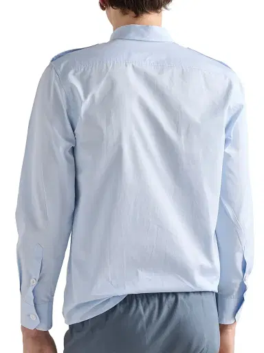 Prada Men's Cotton Shirt - Blue | Thumbnail 3 Prada Men's Cotton Shirt - Blue | Thumbnail 3