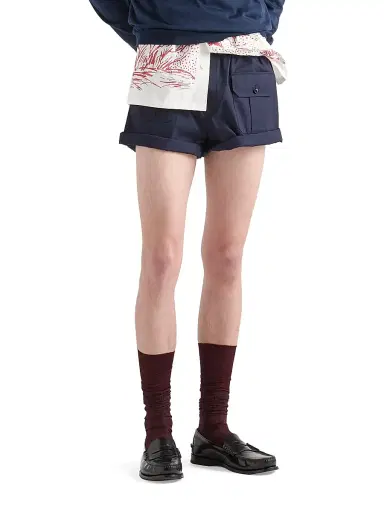Prada Men's Cotton Poplin Bermuda Shorts - Navy Blue | Thumbnail 2