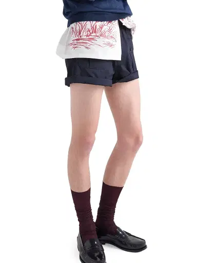 Prada Men's Cotton Poplin Bermuda Shorts - Navy Blue | Thumbnail 3