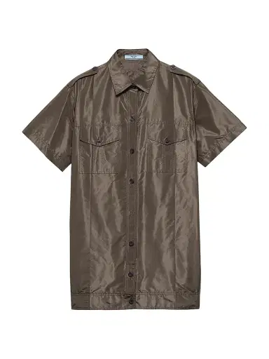 Prada Women's Short-Sleeved Taffeta Shirt - Green | Thumbnail 1 Prada Women's Short-Sleeved Taffeta Shirt - Green | Thumbnail 1