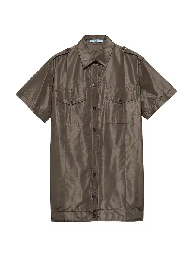 Women's Short-Sleeved Taffeta Shirt - Green
