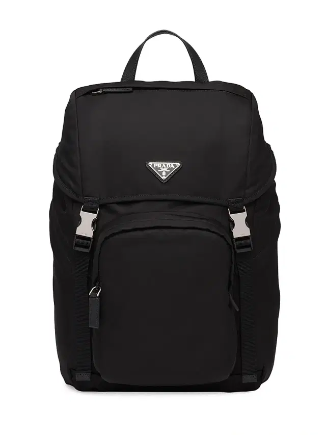 Prada Men's Re-Nylon and Saffiano Leather Backpack - Black