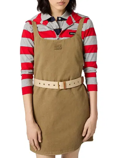 Miu Miu Women's Old Gabardine Mini-Dress - Beige Khaki - Size 4 | Thumbnail 2