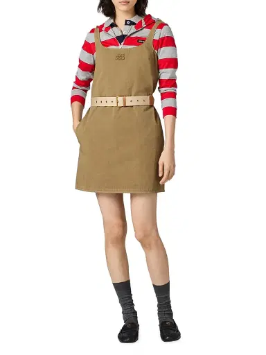 Miu Miu Women's Old Gabardine Mini-Dress - Beige Khaki - Size 4 | Thumbnail 5