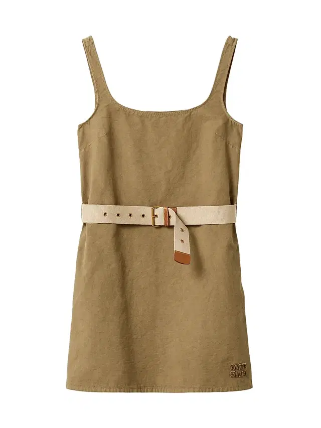 Miu Miu Women's Old Gabardine Mini-Dress - Beige Khaki