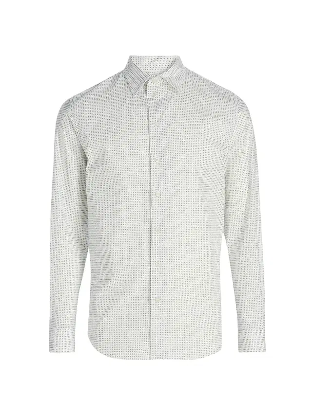 Emporio Armani Men's Micro-Dash Stretch-Cotton Jersey Shirt - White - Size XL