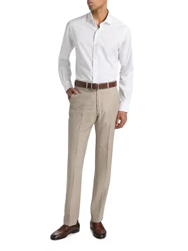 Emporio Armani Men's Textured Virgin Wool Trousers - Tan - Size 36 | Thumbnail 2 Emporio Armani Men's Textured Virgin Wool Trousers - Tan - Size 36 | Thumbnail 2