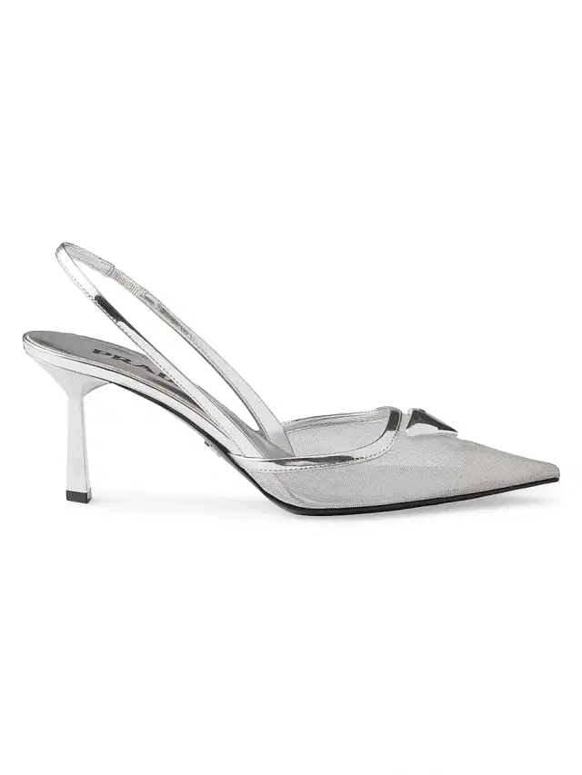 Prada Women's Mesh Fabric Slingback Pumps - Silver
