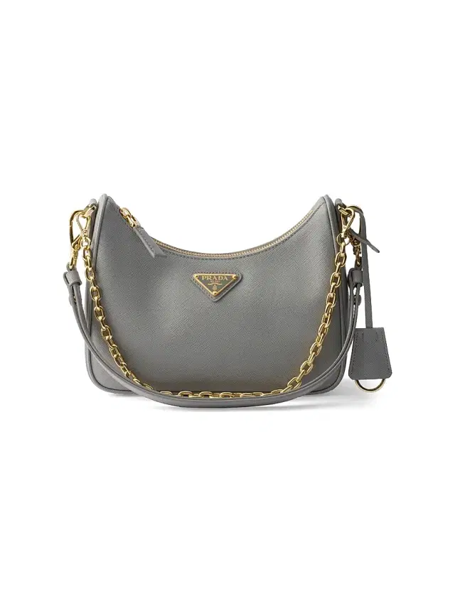 Prada Women's Re-Edition Saffiano Leather Shoulder Bag - Grey